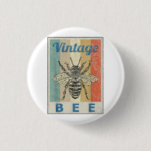 Vintage Style Bee Queen Honey Beekeeper Beekeeping Button
