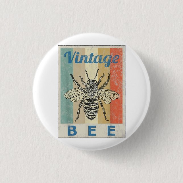 Vintage Style Bee Queen Honey Beekeeper Beekeeping Button (Front)