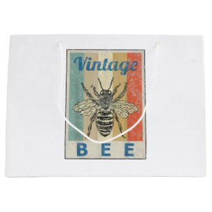 Vintage Style Bee Queen Honey Beekeeper Beekeeping Large Gift Bag