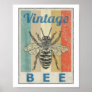 Vintage Style Bee Queen Honey Beekeeper Beekeeping Poster