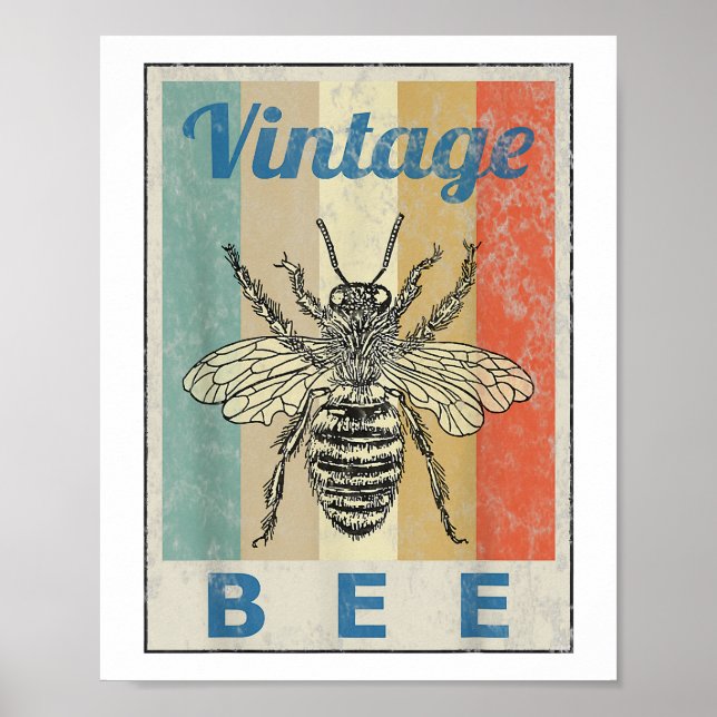 Vintage Style Bee Queen Honey Beekeeper Beekeeping Poster (Front)