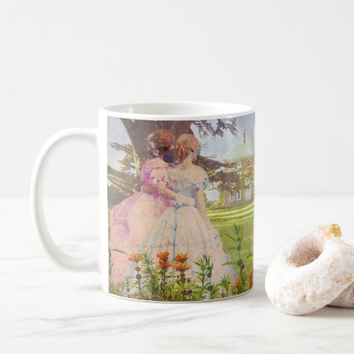 Vintage Style Best Friends Walking in Garden Coffee Mug