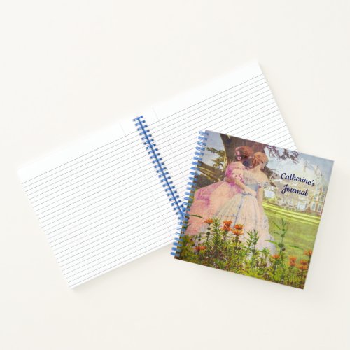 Vintage Style Best Friends Walking in Garden Notebook