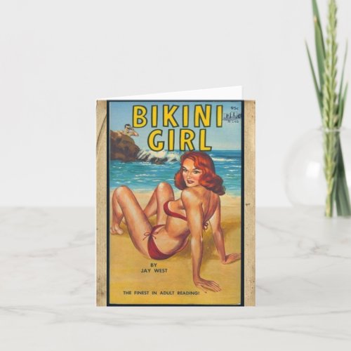 Vintage_Style Bikini Girl Note Card