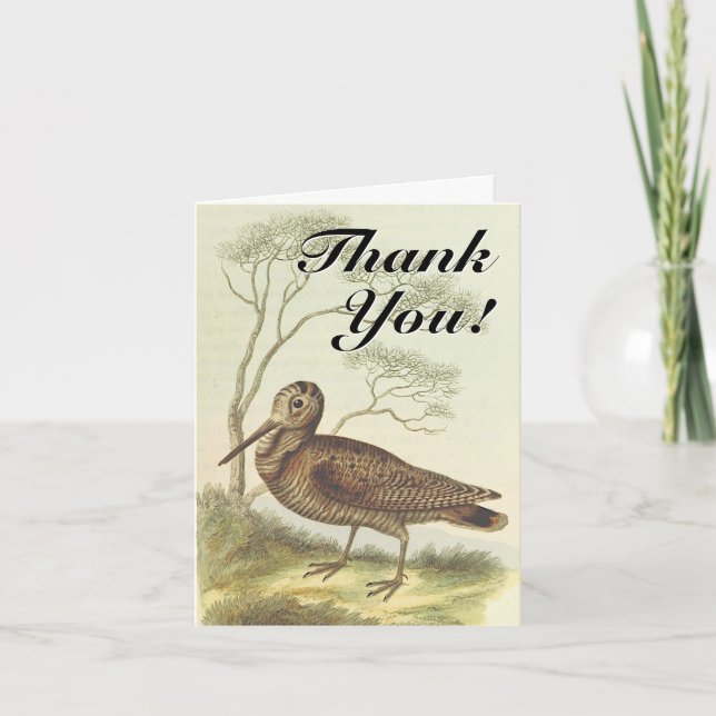 Vintage Style, Bird, "Thank You!" Card (Front)
