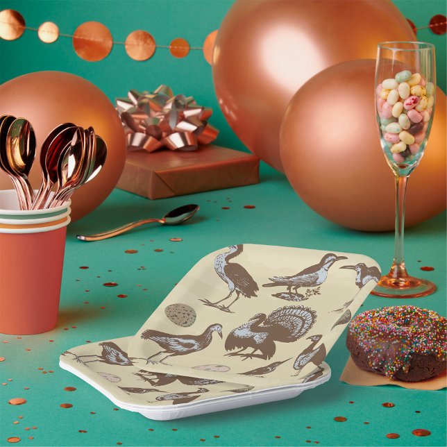 Vintage Style Birds Paper Plates (Creator Uploaded)