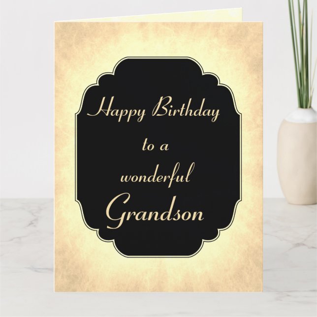 Vintage style Birthday Grandson Card (Front)