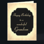 Vintage style Birthday Grandson Card<br><div class="desc">Stylish and Chic Happy Birthday Grandson design Greeting Card.</div>