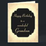 Vintage style Birthday Grandson Card<br><div class="desc">Stylish and Chic Happy Birthday Grandson design Greeting Card.</div>