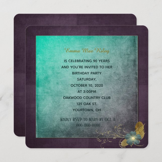 Vintage style birthday party invite (Front/Back)