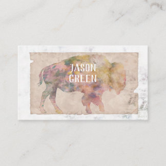 vintage style bison art sepia toned double sided business card