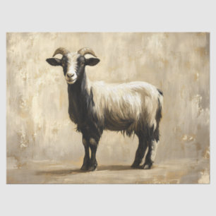 Vintage Style Black and White Goat Painting Tissue Paper