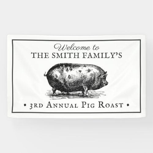 Vintage Style Black and White  Pig Roast Event Banner