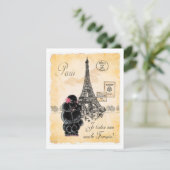 Vintage Style Black Poodle Eiffel Tower Print (Standing Front)