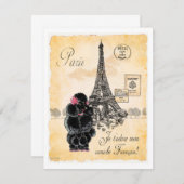 Vintage Style Black Poodle Eiffel Tower Print (Front/Back)