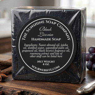 Vintage style black with white text soap cosmetic classic round sticker
