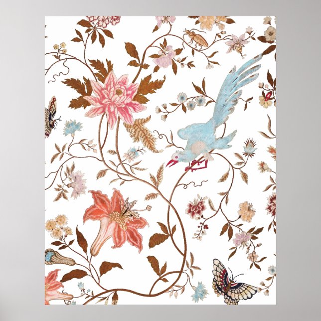 Vintage style blooming flowers pattern poster (Front)