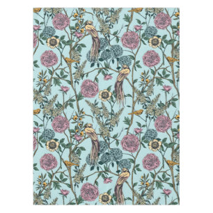 Vintage-style blue color botanical pattern tablecloth