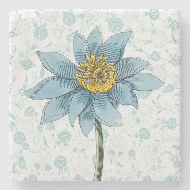 Vintage Style Blue Daisy Flower Coaster (Front)