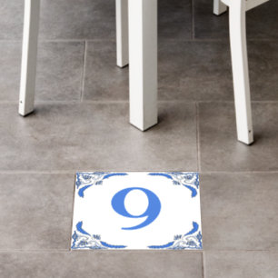 Vintage Style Blue Dutch Number Tile Floor Decals