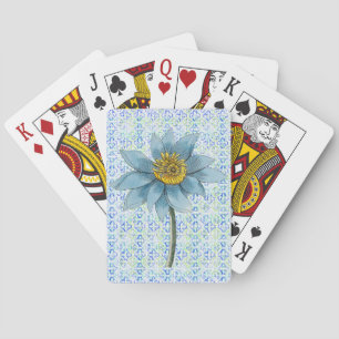 Vintage Style Blue Flower Playing Cards