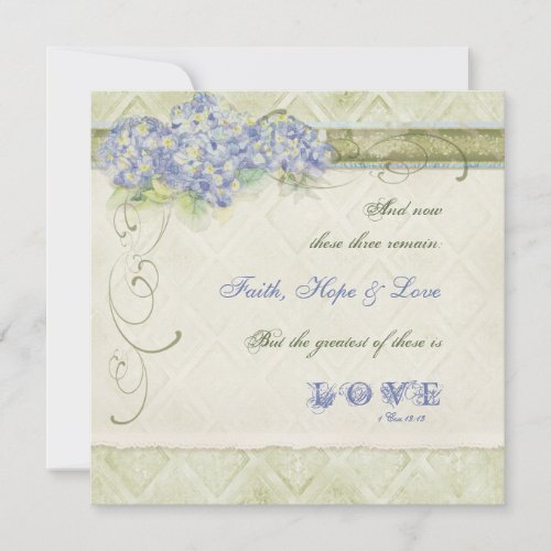 Vintage Style Blue Hydrangea Floral Swirl Damask Custom Announcement