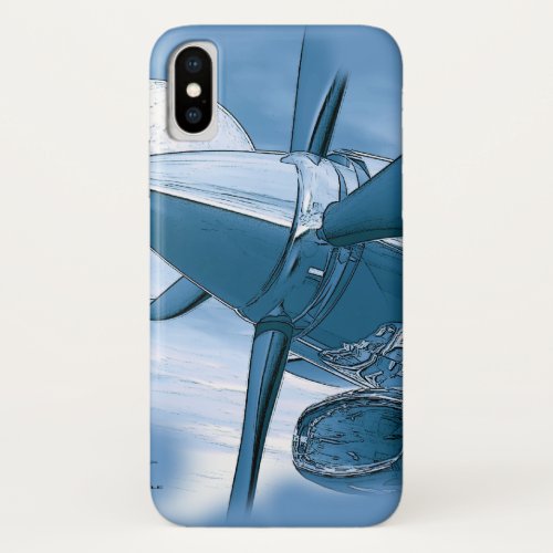 Vintage style Blue Turbo Aircraft iPhone X Case