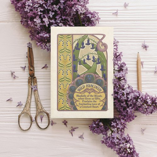 Vintage Style Bluebell Flowers_ Pink Card 