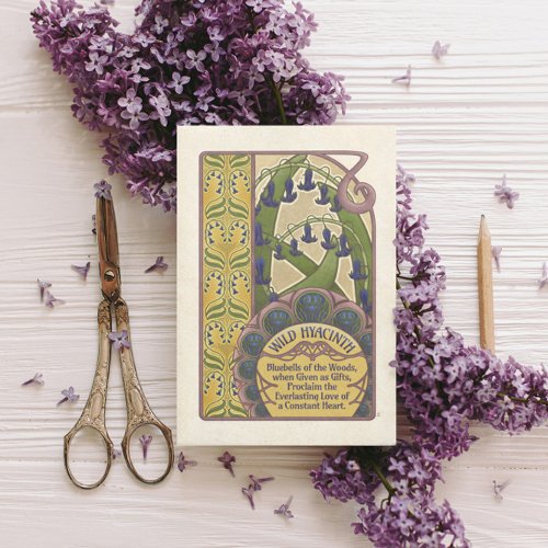 Vintage Style Bluebell Flowers_ Yellow Card 