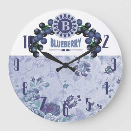 Vintage style blueberries fruit kitchen clock