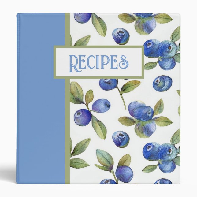 Vintage Style Blueberry Print Recipe Binder (Front)