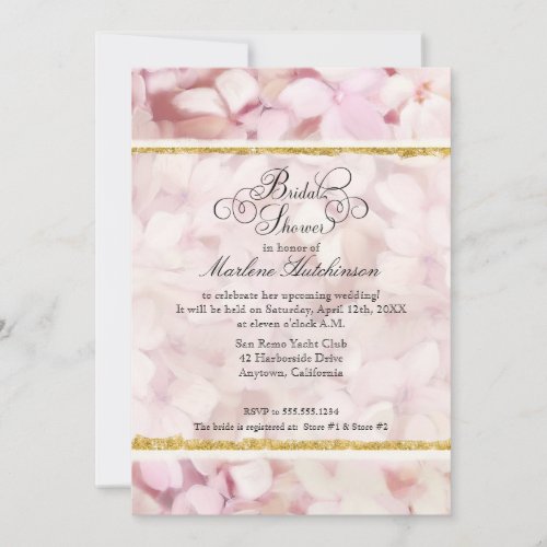 Vintage Style Blush Pink Hydrangea Bridal Shower Invitation