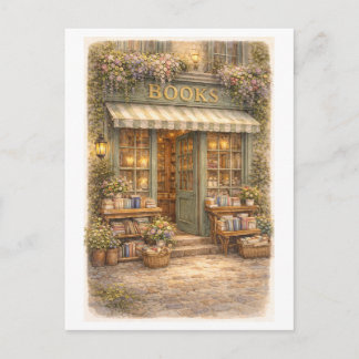 Vintage-Style Bookstore Postcard