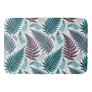 Vintage-style botanical fern leaves bath mat