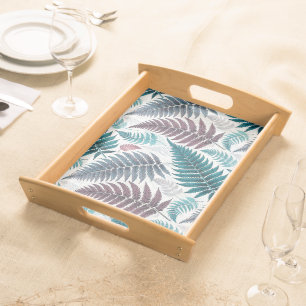 Vintage-style botanical fern leaves serving tray