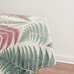 Vintage-style botanical fern leaves tablecloth