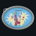 Vintage-style Bowling Belt Buckle<br><div class="desc">Retro-style ten pin bowling design with customisable text.</div>