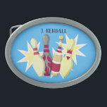 Vintage-style Bowling Belt Buckle<br><div class="desc">Retro-style ten pin bowling design with customisable text.</div>