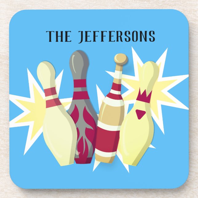 Vintage-style Bowling Beverage Coaster (Front)