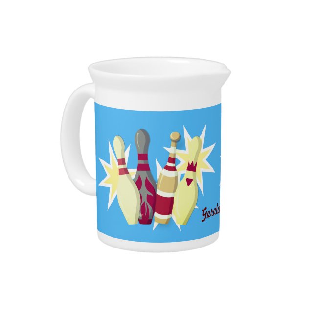 Vintage-style Bowling Beverage Pitcher (Left)