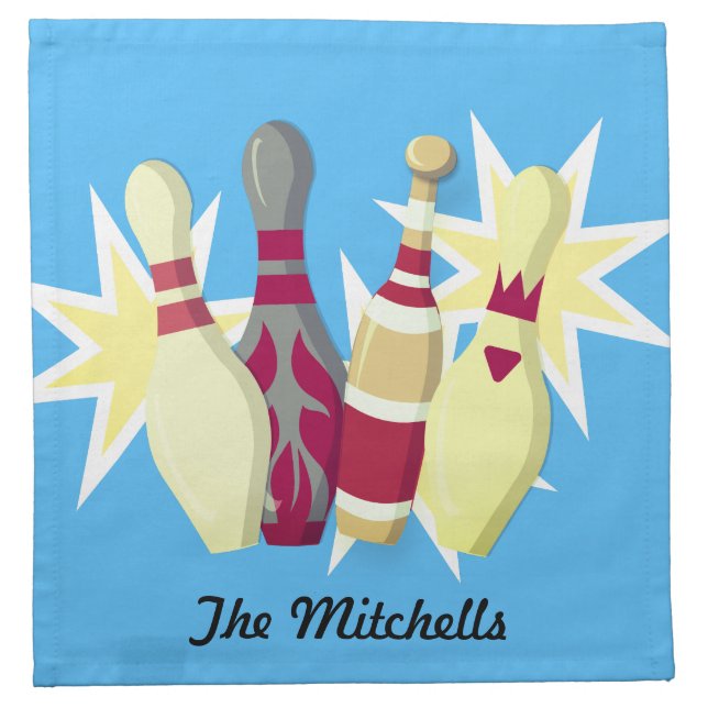 Vintage-style Bowling Cloth Napkin (Front)