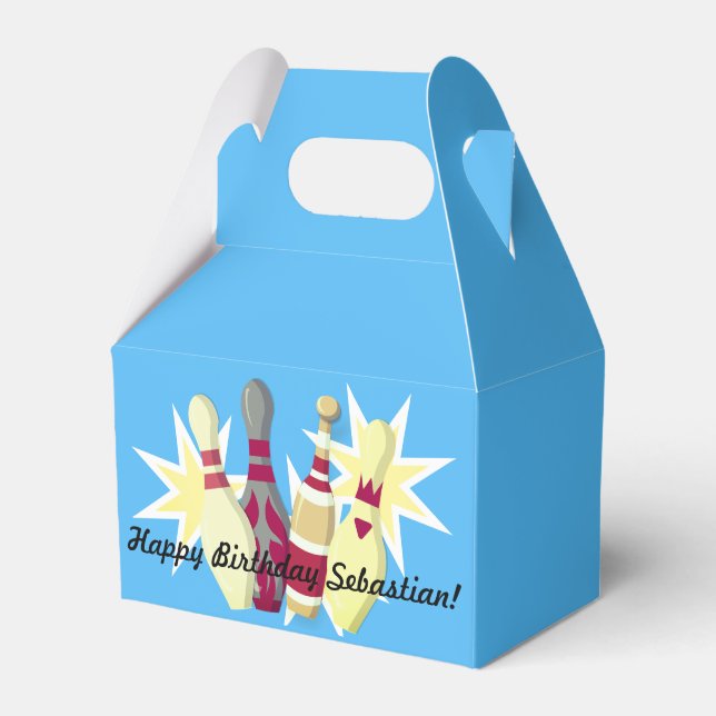 Vintage-style Bowling Favor Boxes (Front Side)