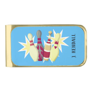 Vintage-style Bowling Gold Finish Money Clip