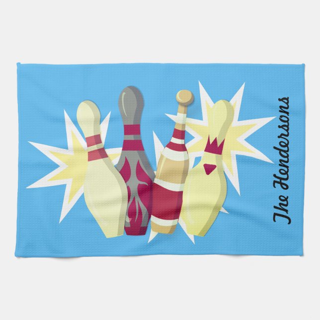 Vintage-style Bowling Kitchen Towel (Horizontal)
