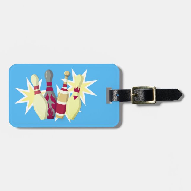 Vintage-style Bowling Luggage Tag (Front Horizontal)