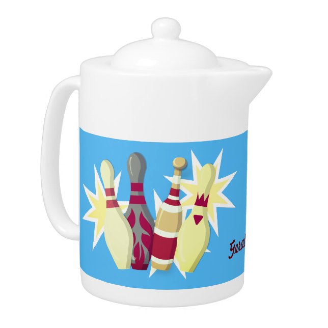 Vintage-style Bowling Teapot (Left)