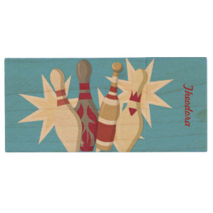 Vintage-style Bowling Wood Flash Drive