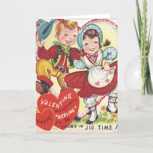 Vintage Style Boy  Girl Dancing Valentine Card
