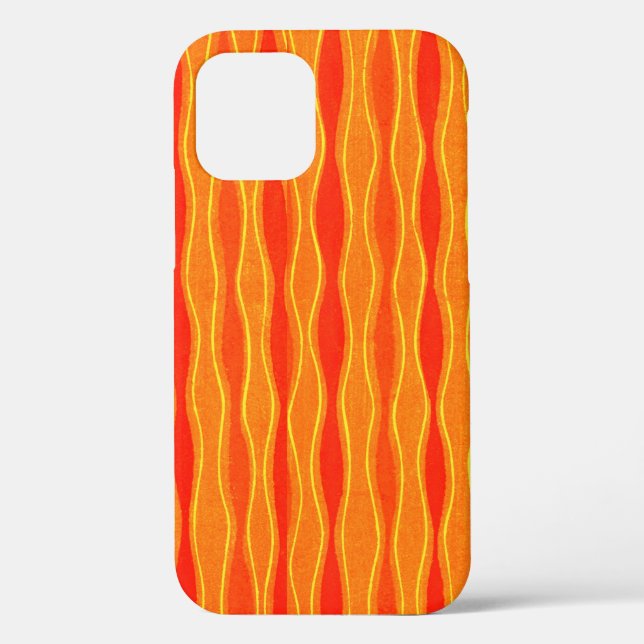 Vintage Style Bright Orange Stripes Phone Case  (Back)