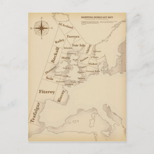 Vintage style British Isles Shipping Forecast Postcard